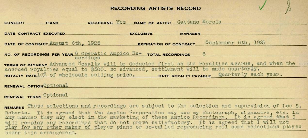 Ampico contract